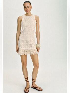 Zara Fringe Crochet Short Dress